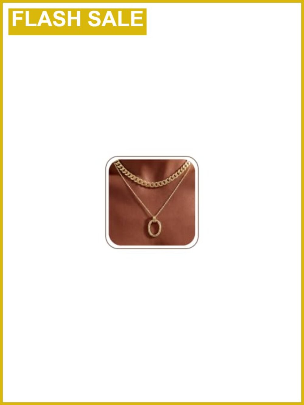 14K Gold Plated Layered Snake Chain Necklace with Cuban Link and Oval Pendant